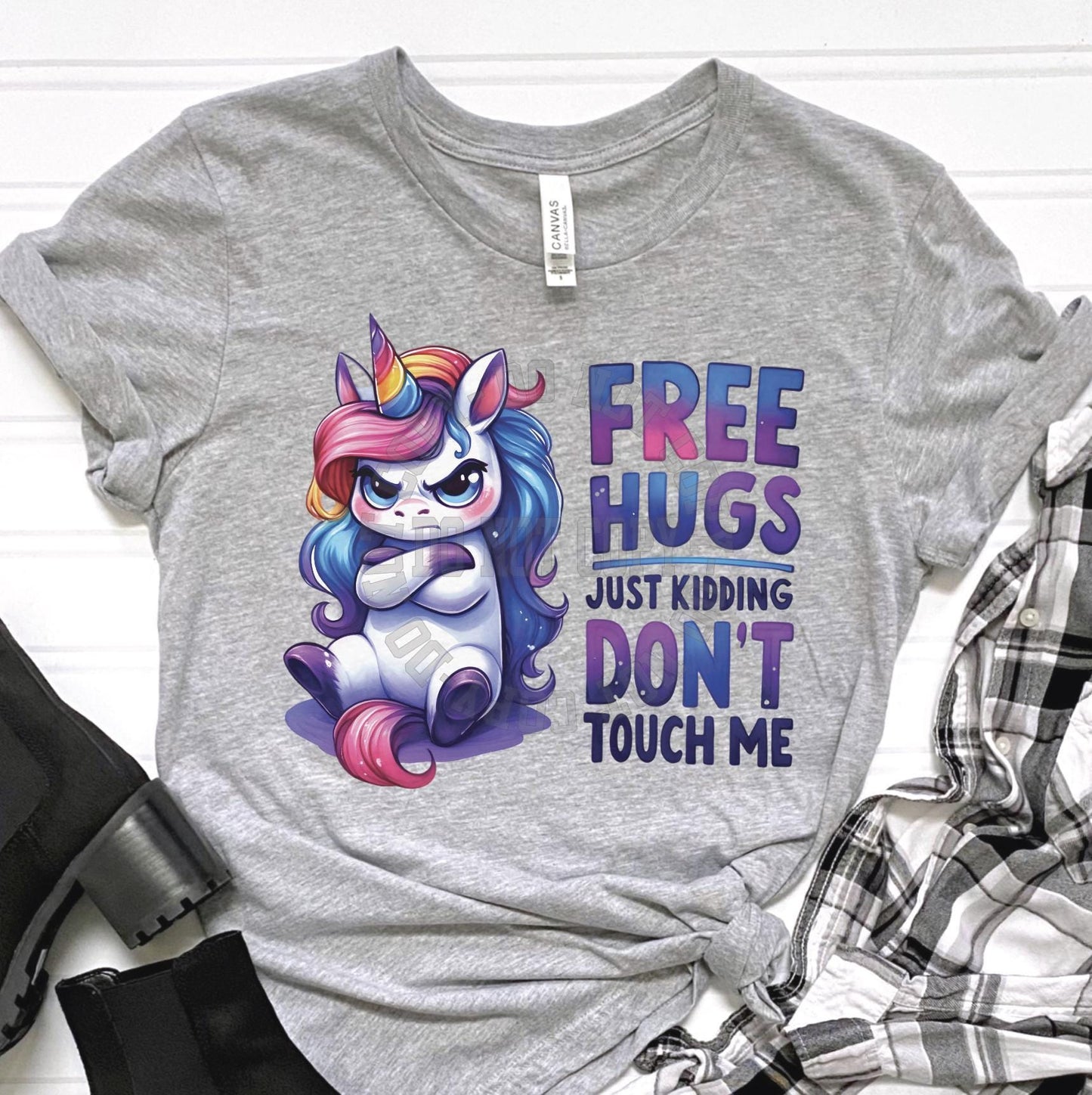Free Hugs Funny Sassy Unicorn Shirt for Women, Custom Shirts for Women, Personalized Shirts for Women, Gift for Mom, #5364