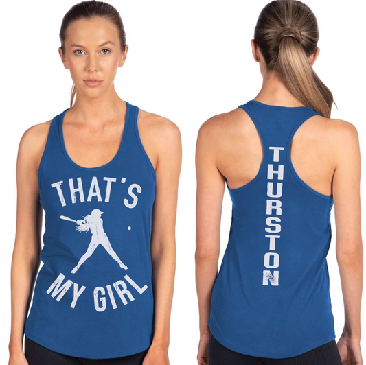 ***List TANK COLOR & NAME for back in notes box at checkout*** That's My Girl Personalized Softball Tank for Mom (#5928)