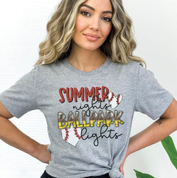 Summer Nights Ballpark Lights Shirt for Women, Custom Shirts for Women, Personalized Shirts for Women, Gift for Mom, #5050