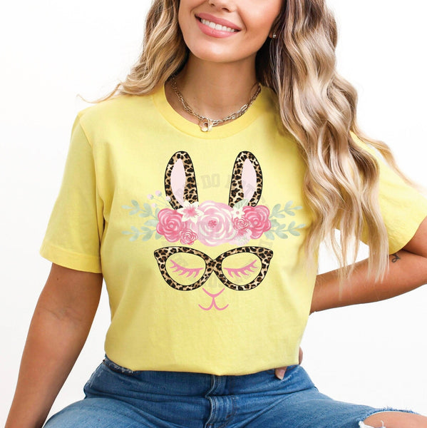 Floral Leopard Easter Bunny Shirt for Women, Custom Shirts for Women, Personalized Shirts for Women, Gift for Mom, #5037