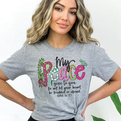 Floral My Peace Bible Verse Shirt for Women, Custom Shirts for Women, Personalized Shirts for Women, Gift for Mom, #5046