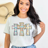 Colorful Gold Foil Easter Crosses Shirt for Women, Custom Shirts for Women, Personalized Shirts for Women, Gift for Mom, #5058