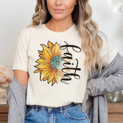 Faith Sunflower Shirt for Women, Custom Shirts for Women, Personalized Shirts for Women, Gift for Mom, #5200