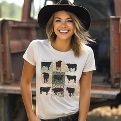 Distressed Cow Lover Western Shirt for Women, Custom Shirts for Women, Personalized Shirts for Women, Gift for Mom, #5129