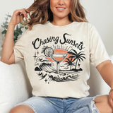 Chasing Sunsets Summer Beach Shirt for Women, Graphic T-shirts for Women, Custom Shirts for Women, Custom Tee, #5246-BCNatural