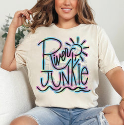 Colorful River Junkie Shirt for Women, Graphic T-shirts for Women, Custom Shirts for Women, Custom Tee, #5240-BCNatural