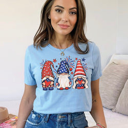 4th of July Patriotic Gnomes Shirt for Women, Custom Shirts for Women, Personalized Shirts for Women, Gift for Mom, #5196