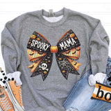 Spooky Mama Halloween Bow Shirt for Women, Sweatshirts for Women, Custom Tees, Custom Sweatshirts, Crewnecks for Women, #5433