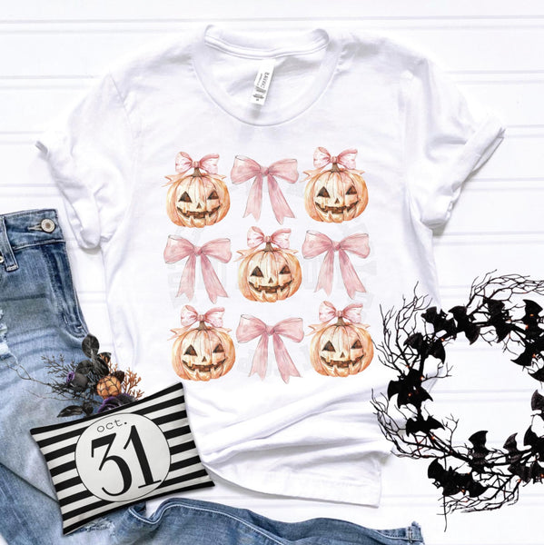 Girly Halloween Pumpkins and Coquette Bows Shirt for Women, Sweatshirts for Women, Custom Tees, Custom Sweatshirts, Crewnecks for Women, #5449