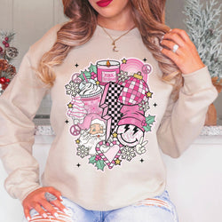 Pink Christmas Retro Santa Shirt, Pink Christmas Sweatshirt, Christmas Sweater, Custom Christmas Sweater, Custom Christmas Tee, #4754