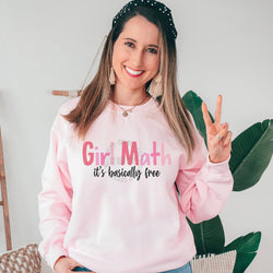 Girl Math It's Basically Free Shirt, Christmas Sweatshirt for Women, Christmas Shirt for Women, Custom Sweatshirt, Custom Tee, #4796