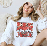 Love Junkie Valentines Day Sweatshirt for Women, Trendy Crewneck Sweatshirt, Custom Sweatshirt, Custom Crewneck,  #4918