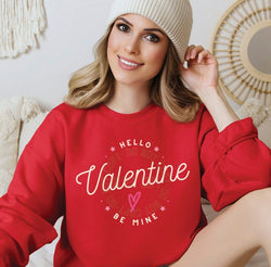 Hello Valentine Valentines Day Sweatshirt for Women, Trendy Crewneck Sweatshirt, Custom Sweatshirt, Custom Crewneck,  #4921