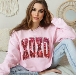 Faux Sequin xoxo Valentines Day Sweatshirt for Women, Trendy Crewneck Sweatshirt, Custom Sweatshirt, Custom Crewneck,  #4879