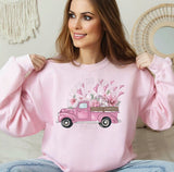 Floral Valentines Day Truck Sweatshirt for Women, Trendy Crewneck Sweatshirt, Custom Sweatshirt, Custom Crewneck,  #4910