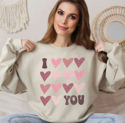 I Love You Valentines Day Hearts Sweatshirt for Women, Trendy Crewneck Sweatshirt, Custom Sweatshirt, Custom Crewneck,  #4887