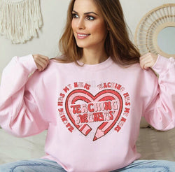 Valentines Day Teacher Sweatshirt for Women, Trendy Crewneck Sweatshirt, Custom Sweatshirt, Custom Crewneck,  #4877