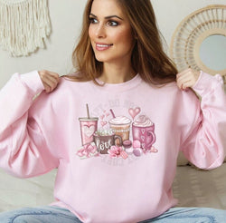 Valentines Day Coffee Drinks Sweatshirt for Women, Trendy Crewneck Sweatshirt, Custom Sweatshirt, Custom Crewneck,  #4909