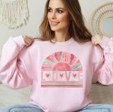 Valentines Day Boho Love Rainbow Sweatshirt for Women, Trendy Crewneck Sweatshirt, Custom Sweatshirt, Custom Crewneck,  #4915