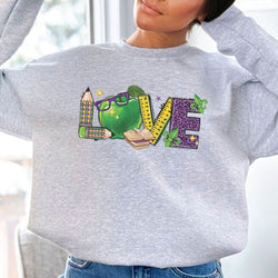 Mardi Gras Teacher Crewneck Sweatshirt for Women, Trendy Crewneck Sweatshirt, Custom Sweatshirt, Custom Crewneck, #4968