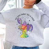 Funny Mardi Gras Crawfish Crewneck Sweatshirt for Women, Trendy Crewneck Sweatshirt, Custom Sweatshirt, Custom Crewneck, #4989