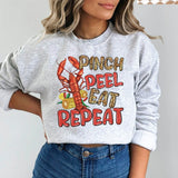 Pinch Peel Eat Repeat Crawfish Crewneck Sweatshirt for Women, Trendy Crewneck Sweatshirt, Custom Sweatshirt, Custom Crewneck, #4935