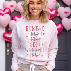 Valentines Day Faith Crewneck Sweatshirt for Women, Trendy Crewneck Sweatshirt, Custom Sweatshirt, Custom Crewneck, #4982