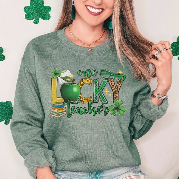 St. Patricks Day Teacher Crewneck Sweatshirt for Women, Trendy Crewneck Sweatshirt, Custom Sweatshirt, Custom Crewneck, #4967