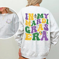 Mardi Gras Faux Glitter Crewneck Sweatshirt for Women, Trendy Crewneck Sweatshirt, Custom Sweatshirt, Custom Crewneck, #4991/4992