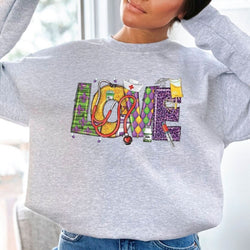 Mardi Gras Nurse Crewneck Sweatshirt for Women, Trendy Crewneck Sweatshirt, Custom Sweatshirt, Custom Crewneck, #4969