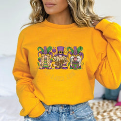 Mardi Gras Gnomes Crewneck Sweatshirt for Women, Trendy Crewneck Sweatshirt, Custom Sweatshirt, Custom Crewneck, #4932