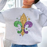 Mardi Gras Fleur De Lis Crewneck Sweatshirt for Women, Trendy Crewneck Sweatshirt, Custom Sweatshirt, Custom Crewneck, #4988