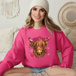 Valentines Day Cow Crewneck Sweatshirt for Women, Trendy Crewneck Sweatshirt, Custom Sweatshirt, Custom Crewneck, #4953