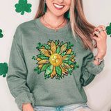 St. Patricks Day Sunflower Crewneck Sweatshirt for Women, Trendy Crewneck Sweatshirt, Custom Sweatshirt, Custom Crewneck, #4975