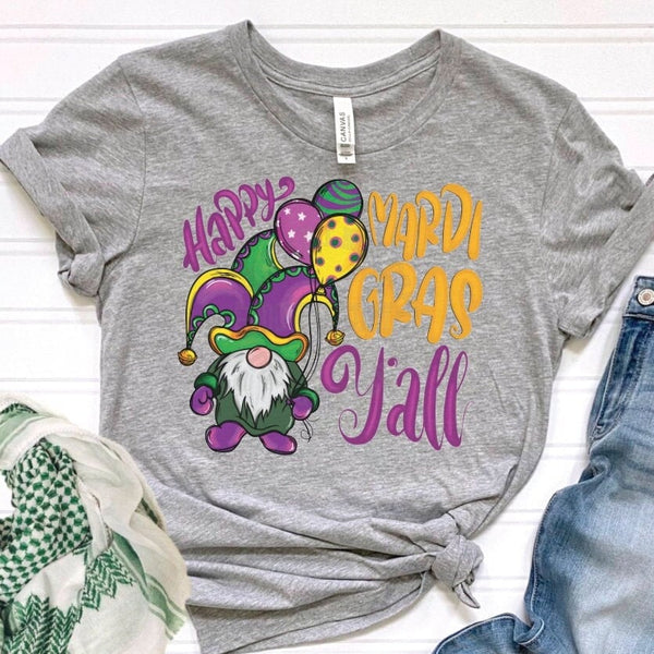 Happy Mardi Gras Y'all Crewneck Sweatshirt for Women, Trendy Crewneck Sweatshirt, Custom Sweatshirt, Custom T-Shirt, #5018