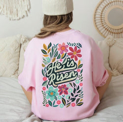 Floral He is Risen Easter Crewneck Sweatshirt for Women, Trendy Crewneck Sweatshirt, Custom Sweatshirt, Custom T-Shirt, #5089