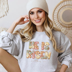 He is Risen Floral Boho Crewneck Sweatshirt for Women, Trendy Crewneck Sweatshirt, Custom Sweatshirt, Custom T-Shirt, #5084