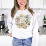 Floral Boho Bee Crewneck Sweatshirt for Women, Trendy Crewneck Sweatshirt, Custom Sweatshirt, Custom T-Shirt, #5076