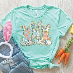 Watercolor Gold Foil Easter Bunny Crewneck Sweatshirt for Women, Trendy Crewneck Sweatshirt, Custom Sweatshirt, Custom T-Shirt, #5065