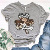 Lucky Cow Print Shamrock Crewneck Sweatshirt for Women, Trendy Crewneck Sweatshirt, Custom Sweatshirt, Custom T-Shirt, #5028