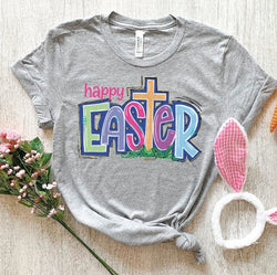 Colorful Happy Easter Crewneck Sweatshirt for Women, Trendy Crewneck Sweatshirt, Custom Sweatshirt, Custom T-Shirt, #5061